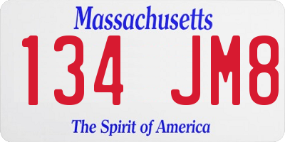 MA license plate 134JM8