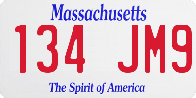 MA license plate 134JM9