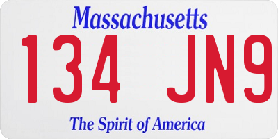 MA license plate 134JN9