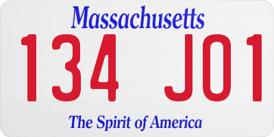 MA license plate 134JO1