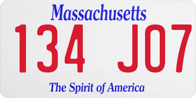 MA license plate 134JO7
