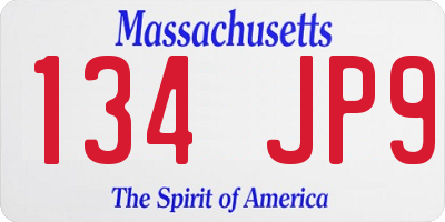 MA license plate 134JP9