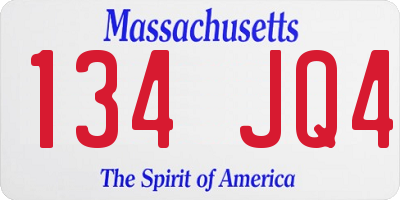 MA license plate 134JQ4