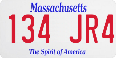 MA license plate 134JR4