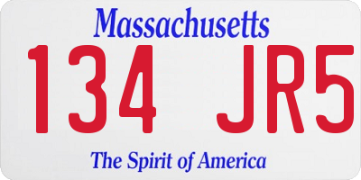 MA license plate 134JR5