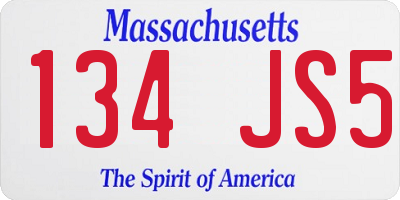 MA license plate 134JS5