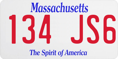 MA license plate 134JS6
