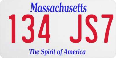 MA license plate 134JS7