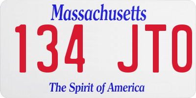 MA license plate 134JT0