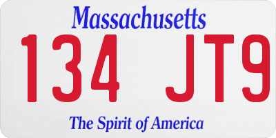 MA license plate 134JT9