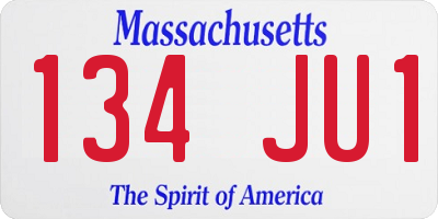 MA license plate 134JU1