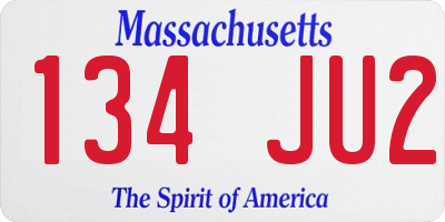 MA license plate 134JU2