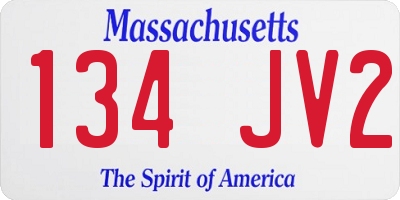 MA license plate 134JV2