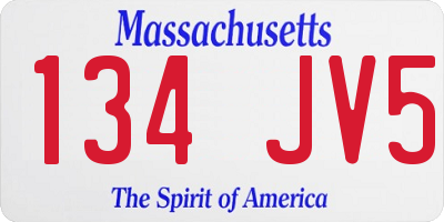 MA license plate 134JV5