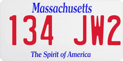 MA license plate 134JW2