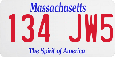 MA license plate 134JW5