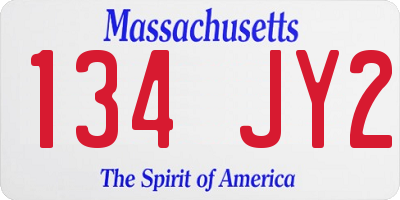 MA license plate 134JY2