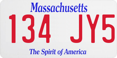 MA license plate 134JY5