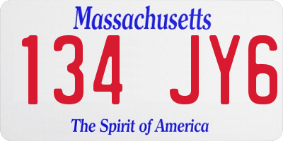 MA license plate 134JY6