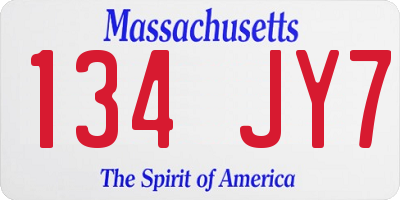 MA license plate 134JY7