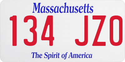 MA license plate 134JZ0