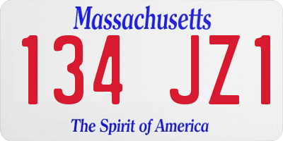 MA license plate 134JZ1