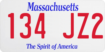 MA license plate 134JZ2