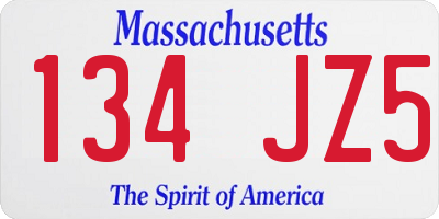 MA license plate 134JZ5