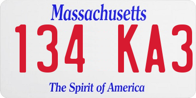 MA license plate 134KA3