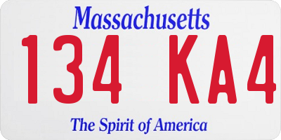 MA license plate 134KA4