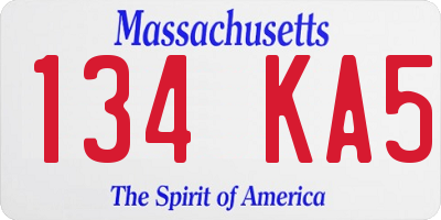 MA license plate 134KA5