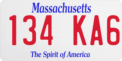 MA license plate 134KA6