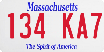MA license plate 134KA7