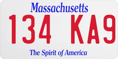 MA license plate 134KA9