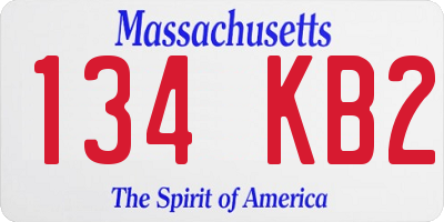 MA license plate 134KB2