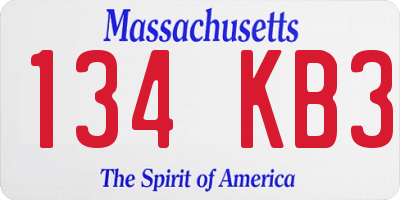 MA license plate 134KB3