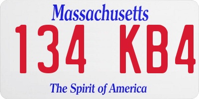 MA license plate 134KB4