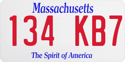 MA license plate 134KB7
