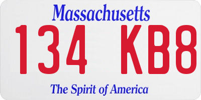 MA license plate 134KB8