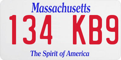 MA license plate 134KB9