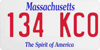 MA license plate 134KC0