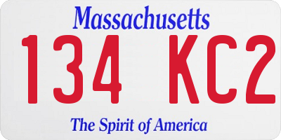 MA license plate 134KC2