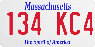 MA license plate 134KC4