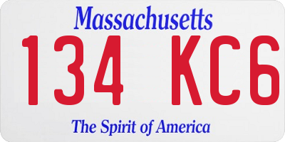 MA license plate 134KC6