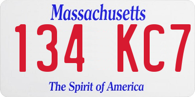MA license plate 134KC7
