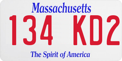 MA license plate 134KD2