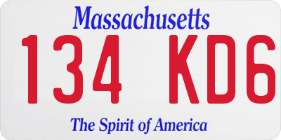 MA license plate 134KD6