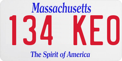 MA license plate 134KE0