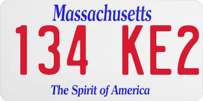 MA license plate 134KE2