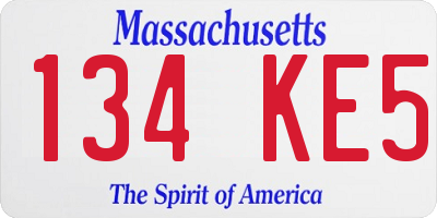 MA license plate 134KE5